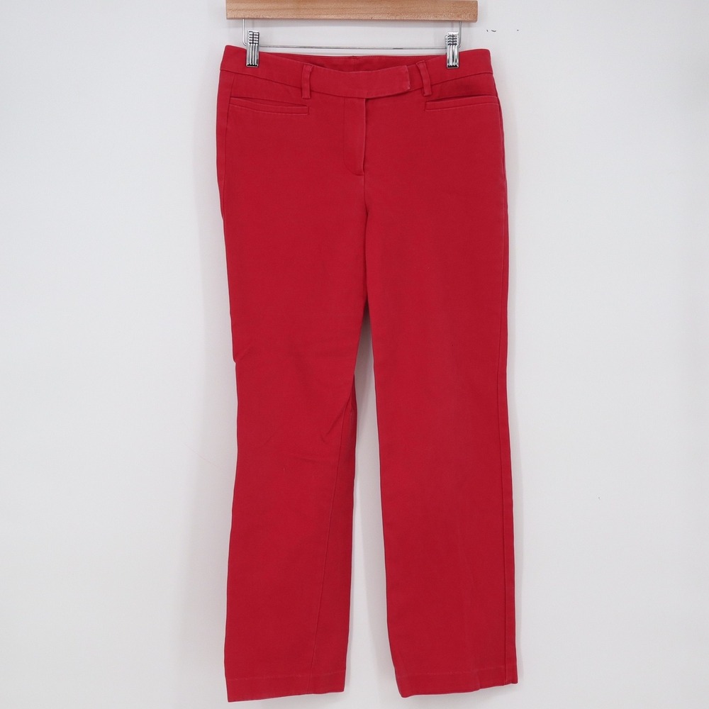 Sharagano Pants Womens 4 Straight Leg Red Stretch Cotton Career Excellent